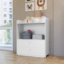 Cômoda Infantil Quarto Bebê Menino Menina Com Nicho E Gavetas Armário Multiuso Organizador Criança Gaveteiro Madeira Branca Prateleiras Decoração