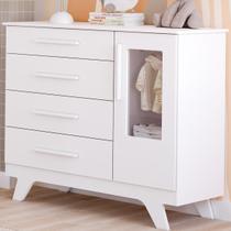Cômoda Infantil Retro 1 Porta 4 Gavetas MDF Faura