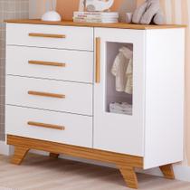 Cômoda Infantil Retro 1 Porta 4 Gavetas MDF Faura
