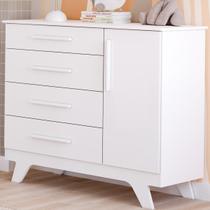 Cômoda Infantil Retro 1 Porta Lisa 4 Gavetas MDF Faura