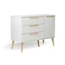 Cômoda Infantil Retrô 3 Gavetas e 1 Porta Branco Com Carvalho Cômoda Infantil Retrô 3 Gavetas e 1 Porta Branco Com Carvalho