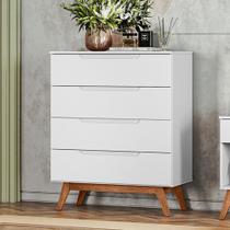 Cômoda Infantil Retrô 4 Gavetas Alpi Olivar Móveis Branco Cômoda Infantil Retrô 4 Gavetas Alpi Olivar Móveis Branco