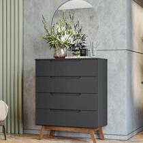 Cômoda Infantil Retrô 4 Gavetas Alpi Olivar Móveis Preto Cômoda Infantil Retrô 4 Gavetas Alpi Olivar Móveis Preto