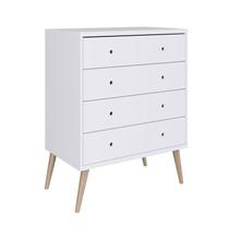 Cômoda Infantil Retrô 4 Gavetas E Pés Palitos - Branco