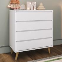 Cômoda Infantil Retrô 4 Gavetas Lorena Branco Carolina Baby