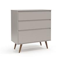 Cômoda Infantil Retrô Clean 3 Gavetas Cinza/Eco Wood - Matic Móveis