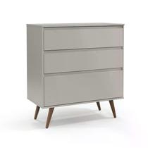 Cômoda Infantil Retrô Clean 3 Gavetas Cinza/Eco Wood - Matic Móveis