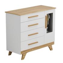 Cômoda Infantil Retrô Peroba em 100% MDF Branco com Amêndoa Cômoda Infantil Retrô Peroba em 100% MDF Branco com Amêndoa