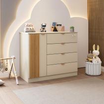 Cômoda Infantil Ripada 4 Gavetas 1 Porta 100 MDF Ayla Phoenix Baby