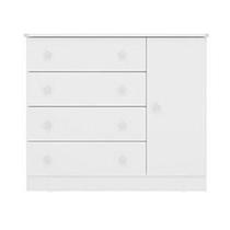 Comoda Infantil Sapateira 1 Porta 4 Gavetas Branco/Branco