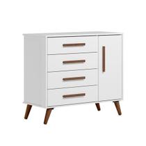 Comoda Infantil Sapateira 1 Porta 4 Gavetas Q Encanto Retro Branco - Qmovi