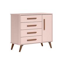 Comoda Infantil Sapateira 1 Porta 4 Gavetas Retro Rosa