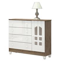 Cômoda Infantil Selena Branco Acetinado Amadeirado - Carolina Cômoda Infantil Selena Branco Acetinado Amadeirado - Carolina