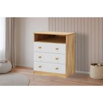 Cômoda Infantil Smim c/ 1 Nicho e 3 Gavetas Branco/Amendoa - Peroba