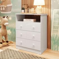 Cômoda Infantil Smim Peroba Branco em 100% MDF com 3 Gavetas