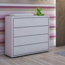 Cômoda Infantil Sol e Mar com 4 Gavetas - Branco Cômoda Infantil Sol e Mar com 4 Gavetas - Branco