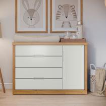 Cômoda Infantil Tutto New 1 Porta e 4 Gavetas 100% MDF Off White e Freijó - Matic Móveis