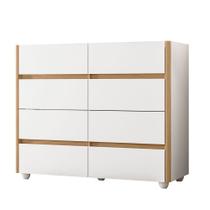 Cômoda Infinite Quarto de Casal 8 Gavetas Tampo de Vidro Móveis Albatroz