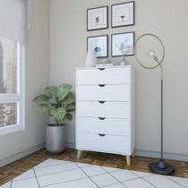 Cômoda Ipanema Alta 5 Gavetas em MDP e Pintura BP Fosca