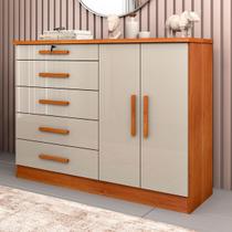 Comoda Istambul 2 Portas 5 Gavetas Cinamomo/Off White - Tcil Móveis