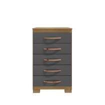 Cômoda Itapema Com 5 Gavetas 90x 56 Para Quarto Cor Carvalho Americano Grafite Lupesa Móveis Ltda