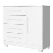 Cômoda J&A Móveis Malibu New Montevidéu, 4 gavetas, larguras 105 cm Branco e Branco Lilas Cômoda J&A Móveis Malibu New Montevidéu, 4 gavetas, larguras 105 cm Branco e Branco Lilas