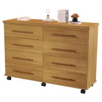 Cômoda Jade 8 Gavetas com Rodízios Organizador para Quarto