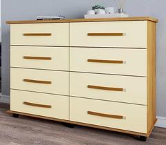 Comoda Jade 8 Gavetas Mel Pérola Com Rodinhas