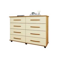 Cômoda Jade Baixa com 8 Gavetas e Rodízios Pérola Primus