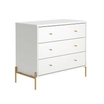 Cômoda Jasper 3 GV Branca e Dourada