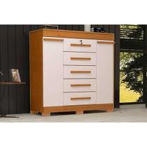 Cômoda Juvenil 2 Portas e 5 Gavetas Diana Nature/Off White - ACP