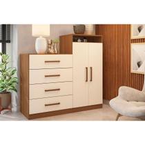 Cômoda Juvenil Áurea c/ 2 Portas e 4 Gavetas Amendola/Off White - Demóbile