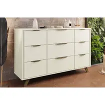 Cômoda Juvenil Olimpia 9 Gavetas c/ Pés Off White - Europa