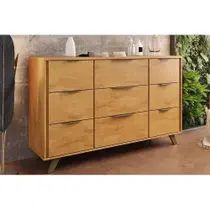 Cômoda Juvenil Olimpia 9 Gavetas c/ Pés Peroba - Europa