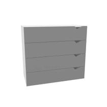 Cômoda Juvenil Porto c/ 4 Gavetas Branco/Cinza - Politorno