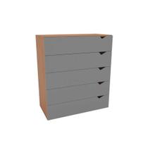 Cômoda Juvenil Porto c/ 5 Gavetas Freijo/Cinza - Politorno Cômoda Juvenil Porto c/ 5 Gavetas Freijo/Cinza - Politorno