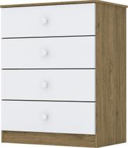 Cômoda Labirinto 04 Gavetas Rústico/Branco - Henn
