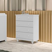 Comoda Lara 4 Gavetas Branco 154cm De Altura Comoda Lara 4 Gavetas Branco 154cm De Altura