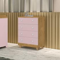 Comoda Lara 4 Gavetas Nature / Rose