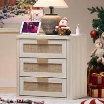 Cômoda LEYAOYAO mesa de cabeceira de 3 Gavetas com Rattan 58cm Cinza Branco Cômoda LEYAOYAO mesa de cabeceira de 3 Gavetas com Rattan 58cm Cinza Branco
