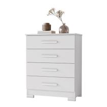 Cômoda Lídia 4 Gavetas Tampo 18mm Pés em PVC JCM Cômoda Lídia 4 Gavetas Tampo 18mm Pés em PVC JCM