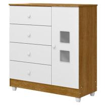 Cômoda Life 4 Gavetas MDF Puxador Plástico Branco Acetinado Tigus Móveis