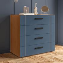 Cômoda Lisboa 4 Gavetas Freijó/Azul - Politorno Cômoda Lisboa 4 Gavetas Freijó/Azul - Politorno