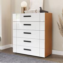 Cômoda Lisboa 5 Gavetas Freijó/Branco - Politorno