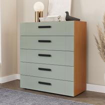Cômoda Lisboa 5 Gavetas Freijó/Verde - Politorno