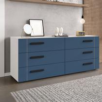 Cômoda Lisboa 6 Gavetas Branco/Azul - Politorno Cômoda Lisboa 6 Gavetas Branco/Azul - Politorno