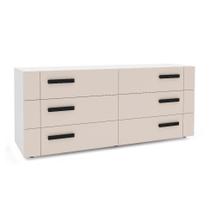 Cômoda Lisboa 6 Gavetas Creme e Branca Cômoda Lisboa 6 Gavetas Creme e Branca