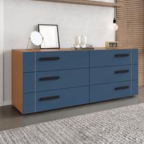 Cômoda Lisboa 6 Gavetas Freijó/Azul - Politorno