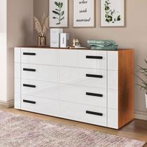 Cômoda Lisboa 8 Gavetas Freijó/Branco - Politorno
