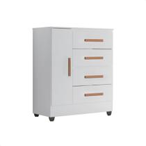 Cômoda Lite 1 Porta 4 Gavetas Multiuso Para Quarto Com Pés Cômoda Lite 1 Porta 4 Gavetas Multiuso Para Quarto Com Pés